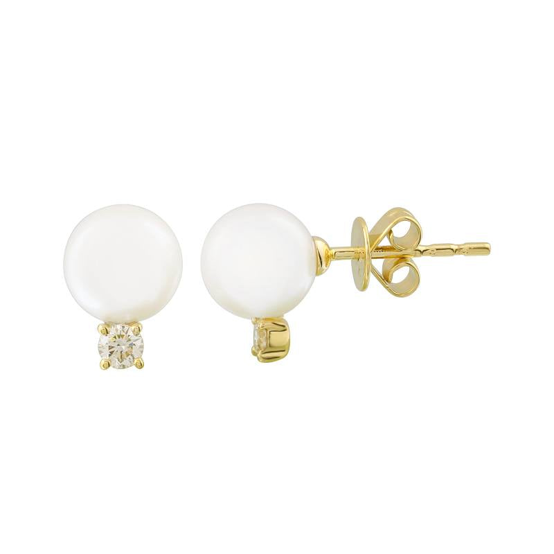 GOLD AND DIAMOND PEARL STUD