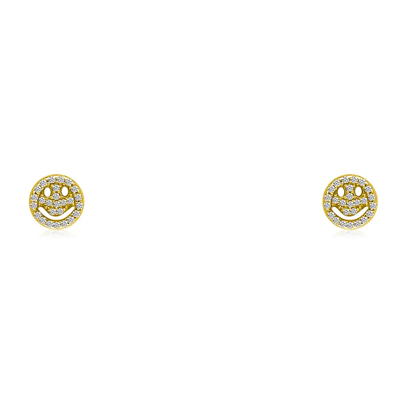 GOLD AND DIAMOND SMILEY FACE STUD