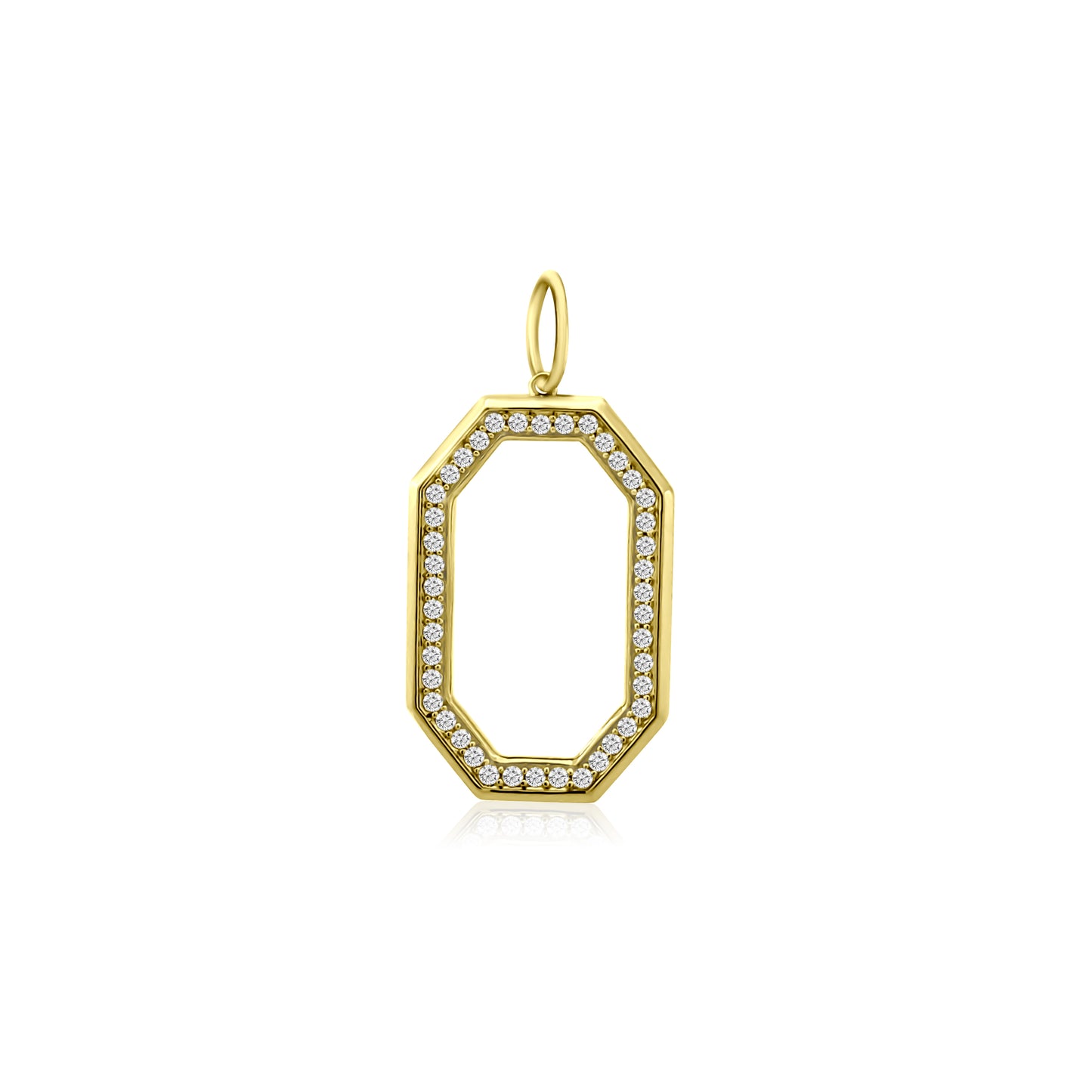 GOLD AND DIAMOND OVAL OCTAGON CHARM