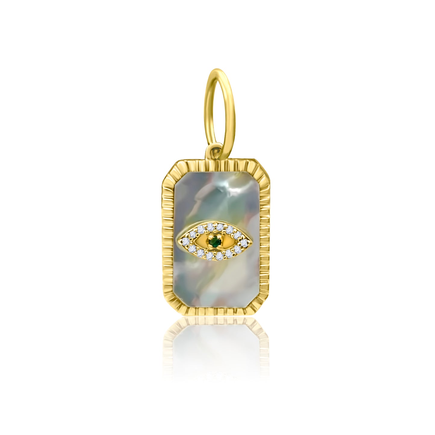 MOTHER OF PEARL GOLD DIAMOND AND SAPPHIRE EYE CHARM