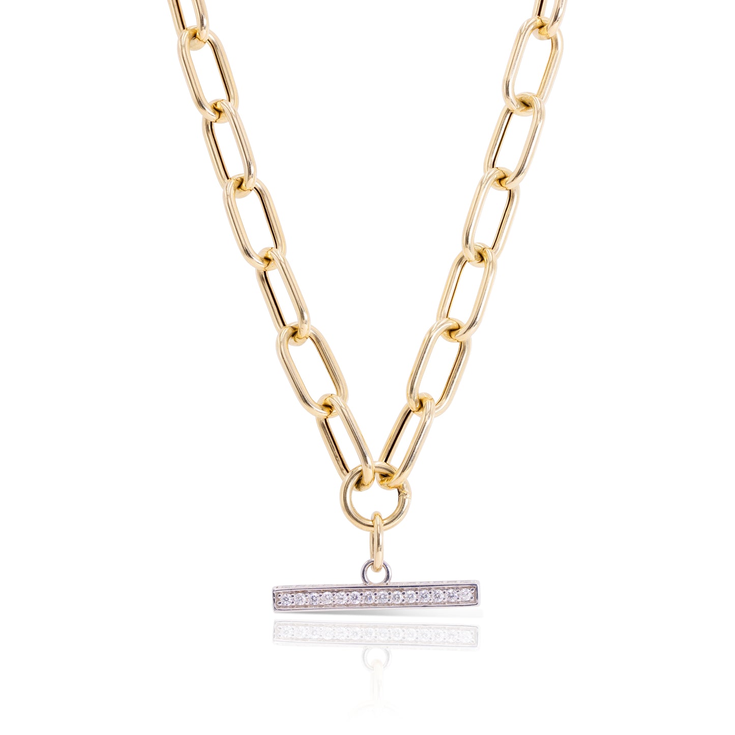 GOLD LINK CHAIN WITH DIAMOND TOGGLE
