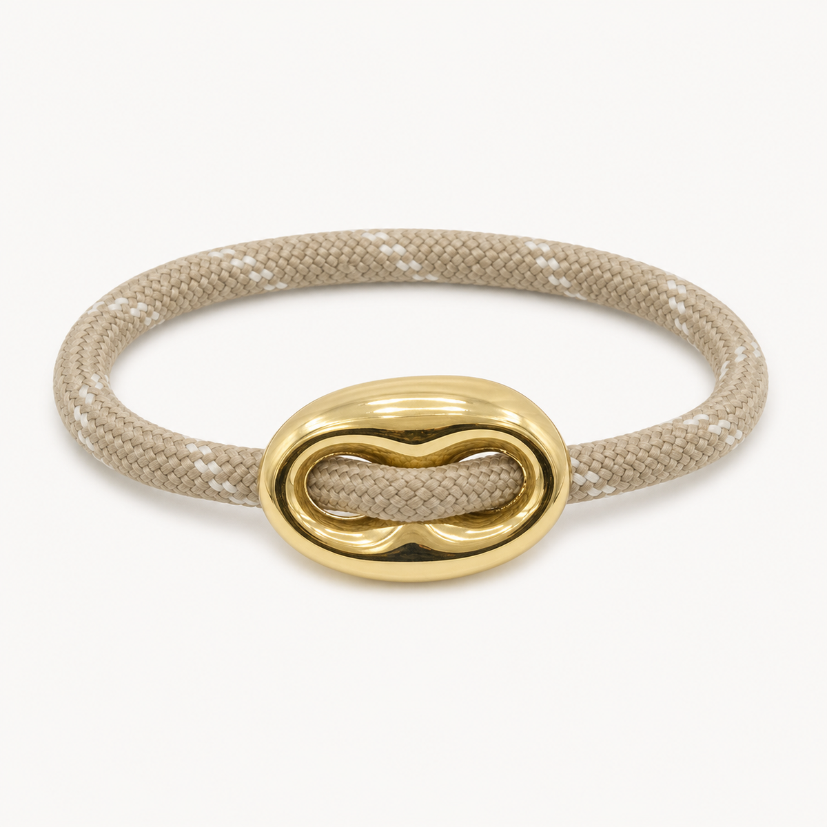 Beige cord bracelet with gold link