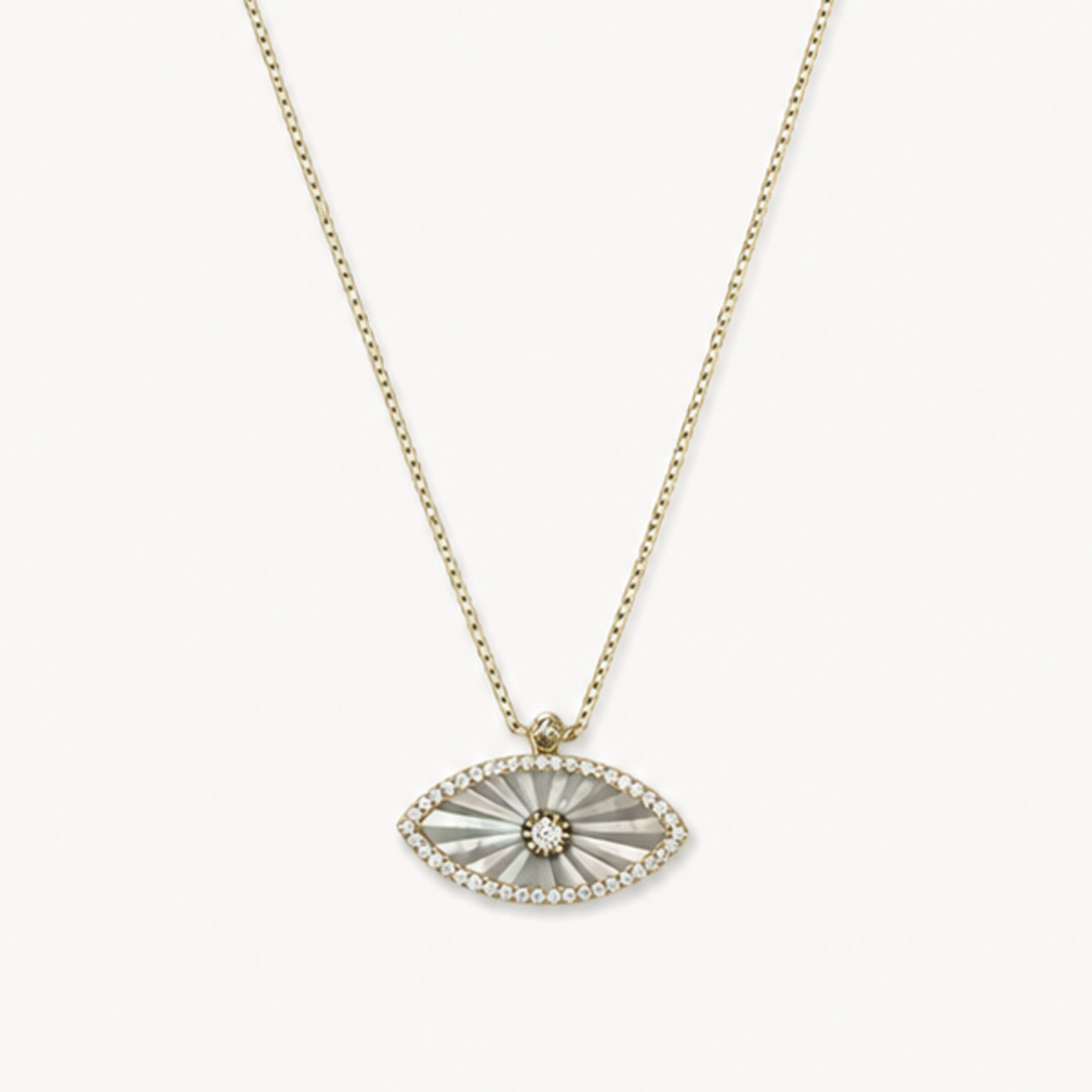MOTHER-OF-PEARL SUNBURST EVIL EYE NECKLACE