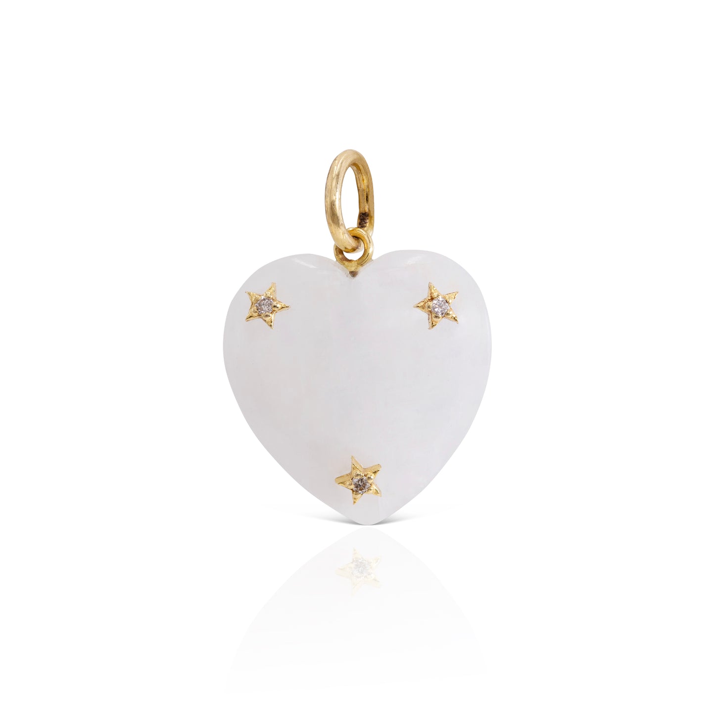 MOONSTONE AND DIAMOND HEART CHARM