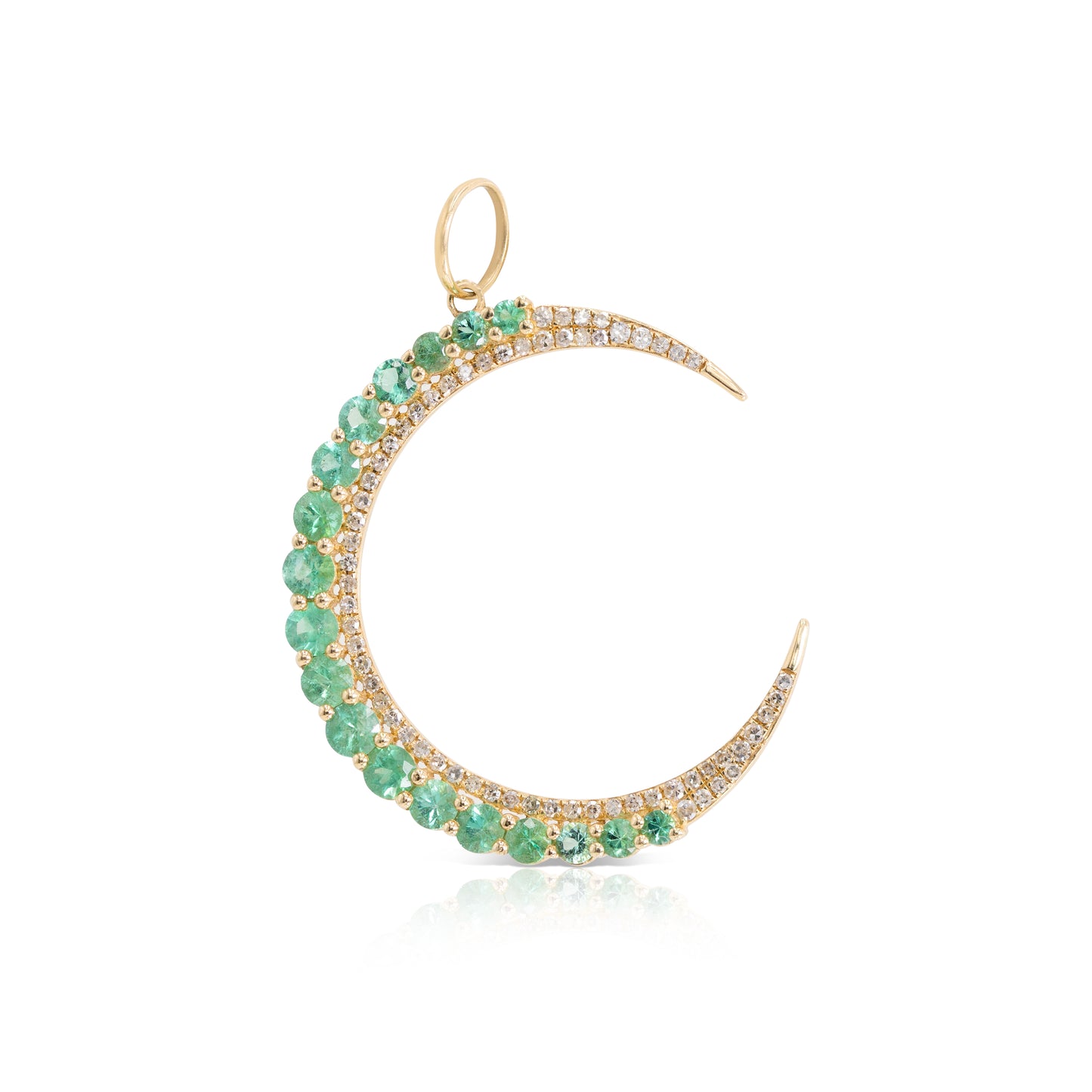 EMERALD AND DIAMOND MOON CHARM
