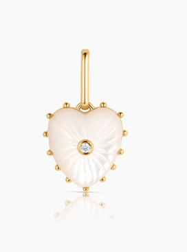 SMALL MOTHER OF PEARL CARVED HEART CHARM