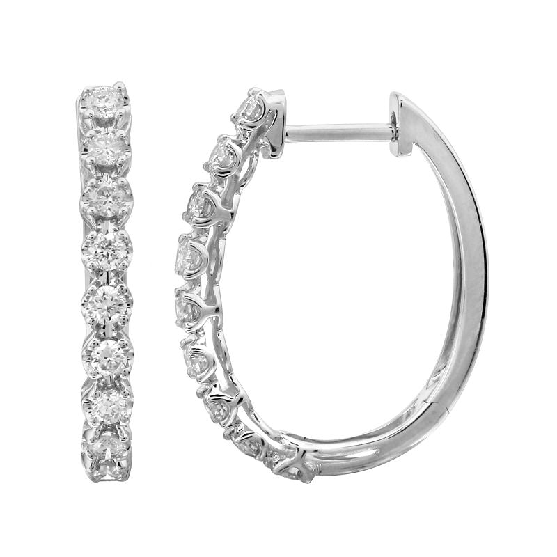 WHITE GOLD AND DIAMOND OVAL HOOP