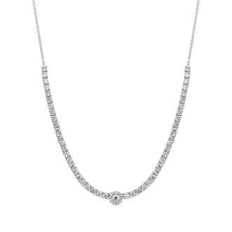 GOLD AND DIAMOND TENNIS NECKLACE WITH ROUND CENTER