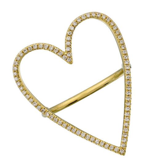 GOLD AND DIAMOND OPEN HEART RING