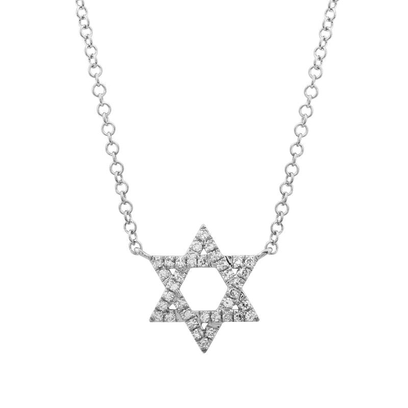 WHITE GOLD NECKLACE WITH STAR OF DAVID CHARM