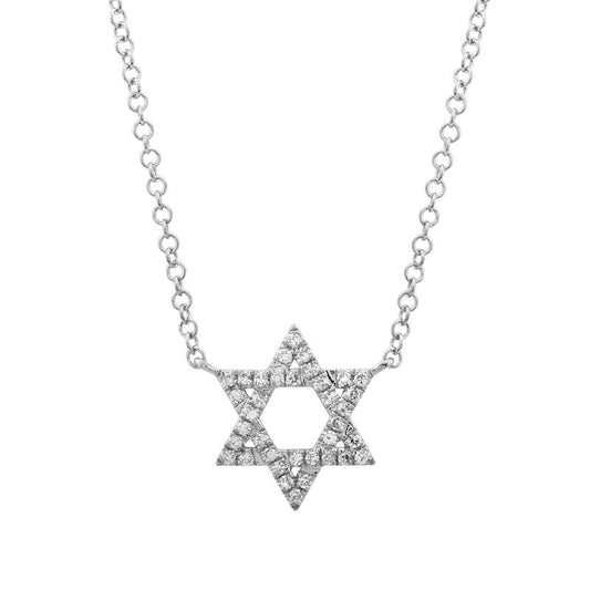 WHITE GOLD NECKLACE WITH STAR OF DAVID CHARM