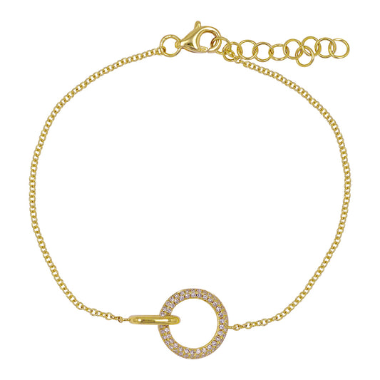 GOLD BRACELET WITH DIAMOND HOOP CHARM