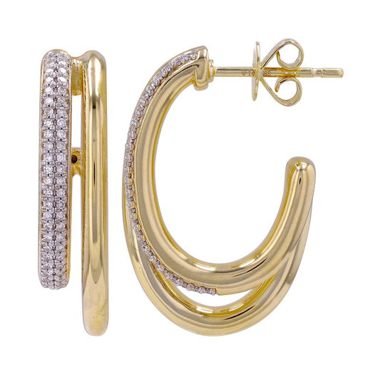 GOLD AND DIAMOND DOUBLE HOOP EARRING