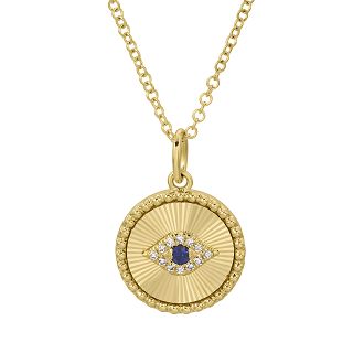 GOLD AND DIAMOND PLEATED DISC NECKLACE