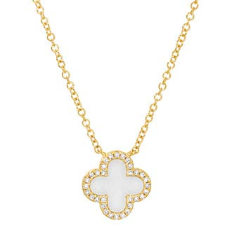 GOLD MOTHER OF PEARL CLOVER NECKLACE