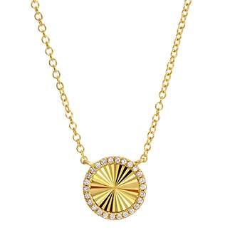 GOLD NECKLACE WITH DIAMOND CIRCULAR CHARM