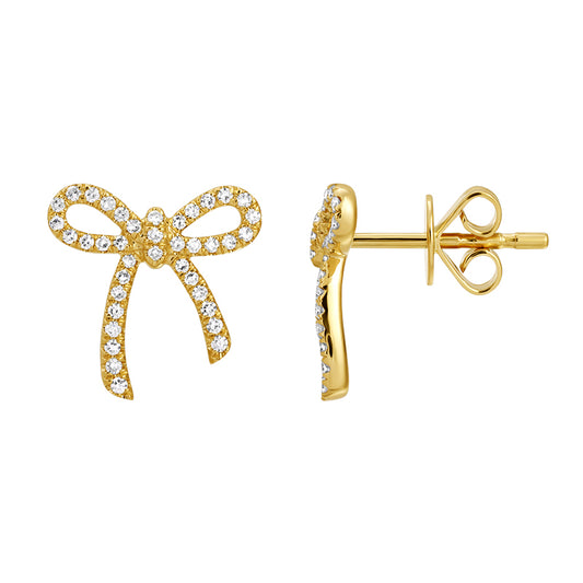 GOLD AND DIAMOND BOW STUD