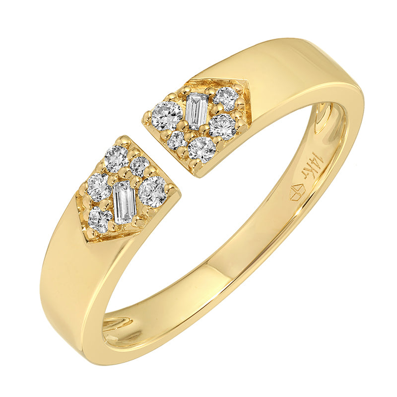 OPEN TOP GOLD RING WITH DIAMONDS