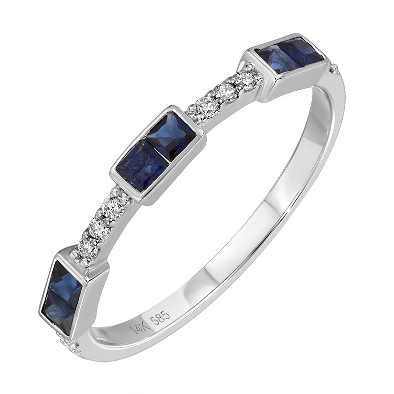 WHITE GOLD RING WITH SAPPHIRE AND DIAMOND