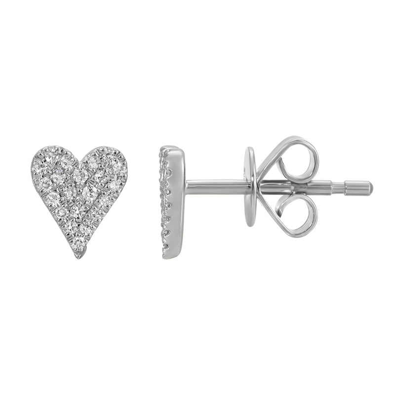 WHITE GOLD AND PAVE DIAMOND HEART STUD