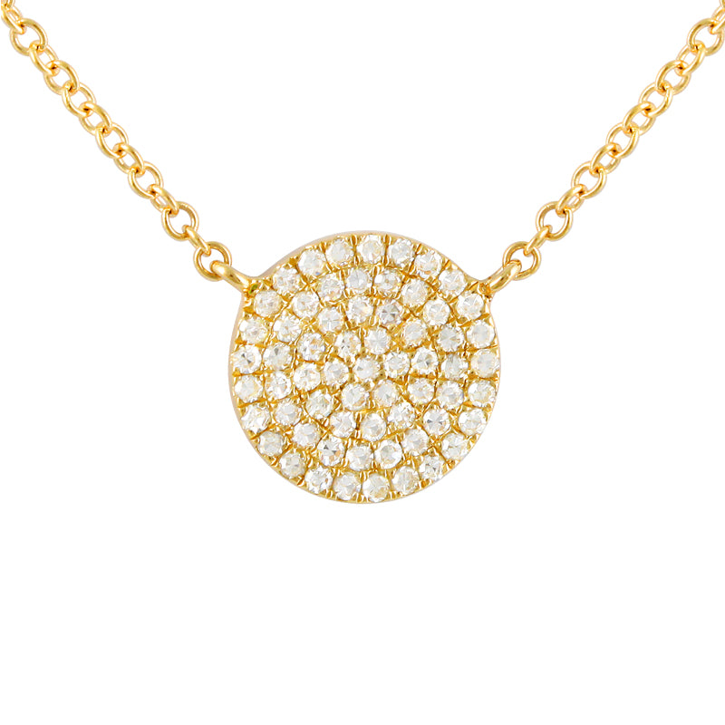 GOLD NECKLACE WITH PAVE DISC CHARM