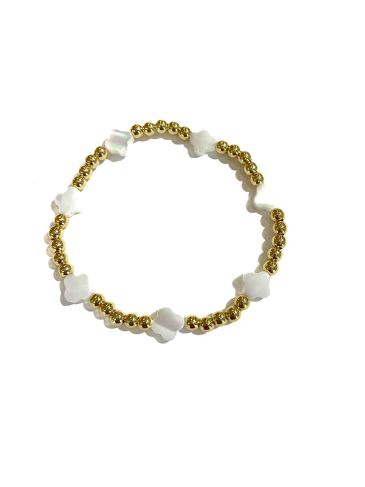 Beaded Mother of Pearl Clover Bracelet