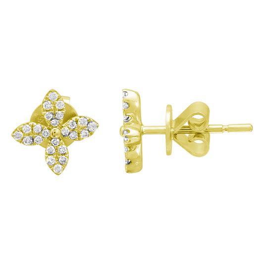 GOLD AND DIAMOND PETAL STUD