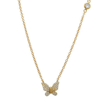 GOLD AND DIAMOND BUTTERFLY NECKLACE