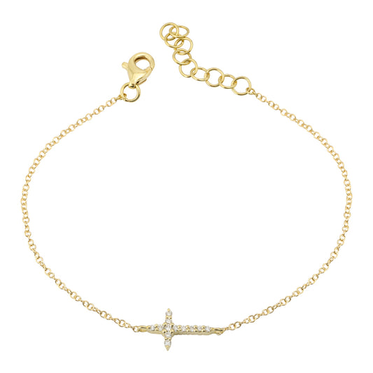 GOLD BRACELET WITH DIAMOND CROSS