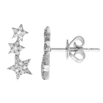 WHITE GOLD AND DIAMOND TRIPLE STAR EARRING