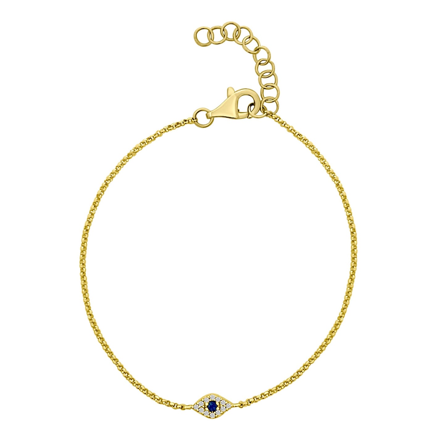 GOLD DIAMOND AND SAPPHIRE EVIL EYE BRACELET