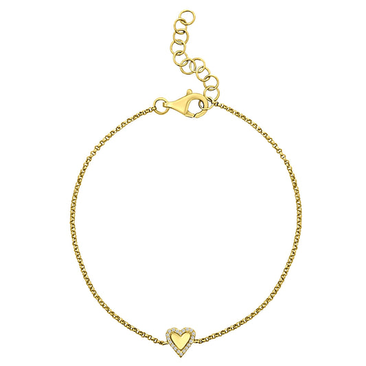 GOLD AND DIAMOND EDGE HEART BRACELET