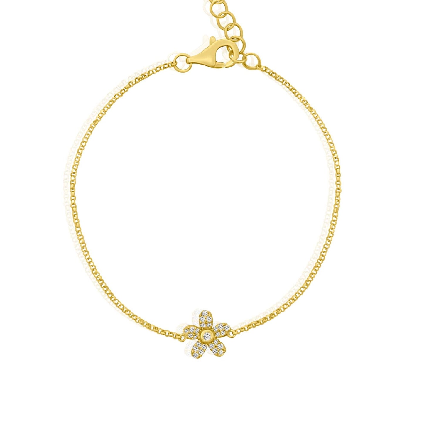 GOLD AND DIAMOND BRACELET WITH FLOWER CHARM