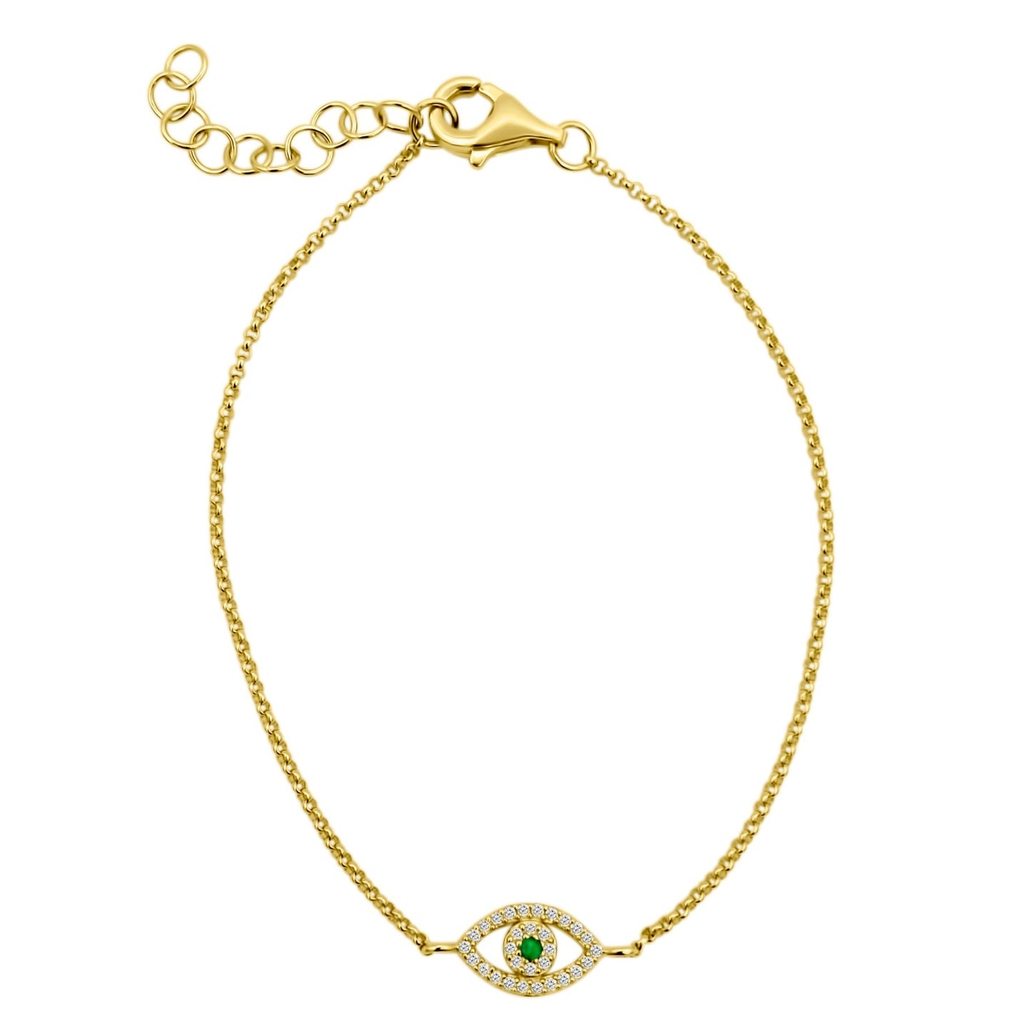 GOLD AND DIAMOND EMERALD EYE BRACELET