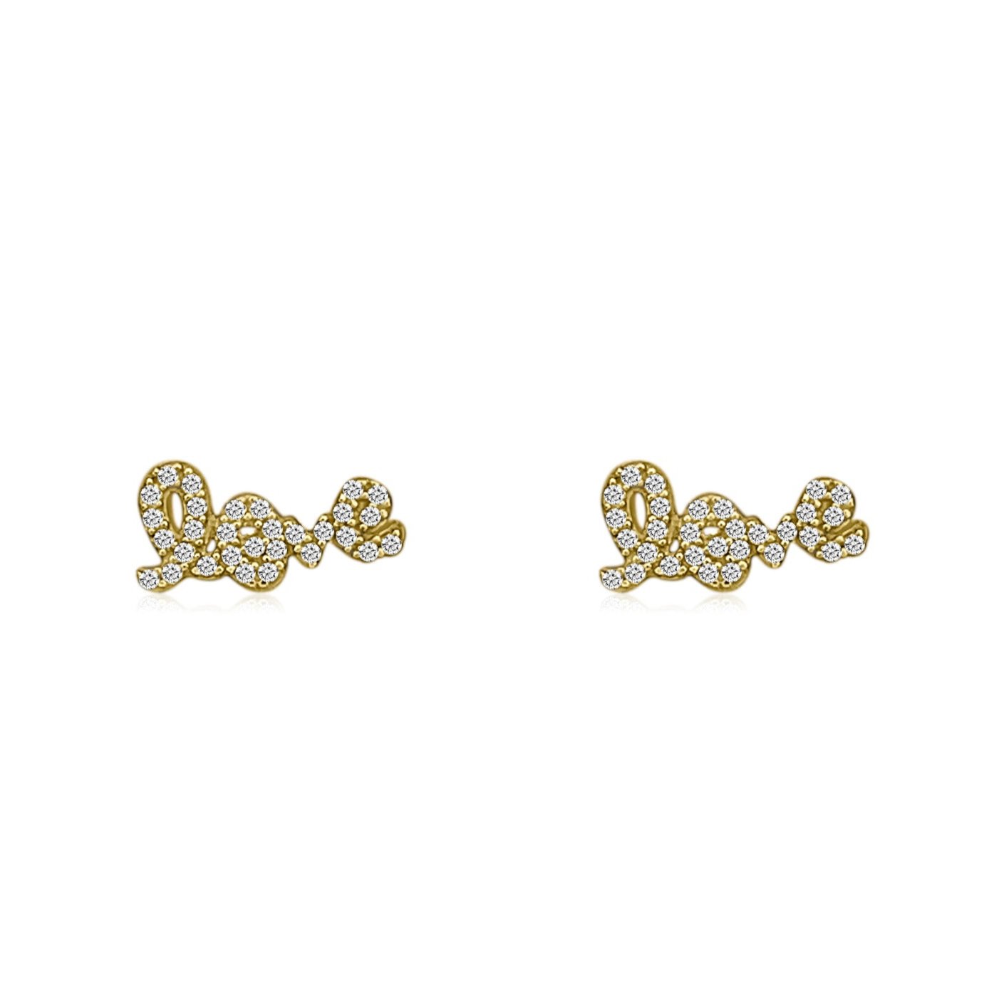 GOLD AND DIAMOND "LOVE" STUD