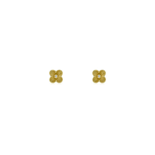 GOLD TINY CLOVER EARRING