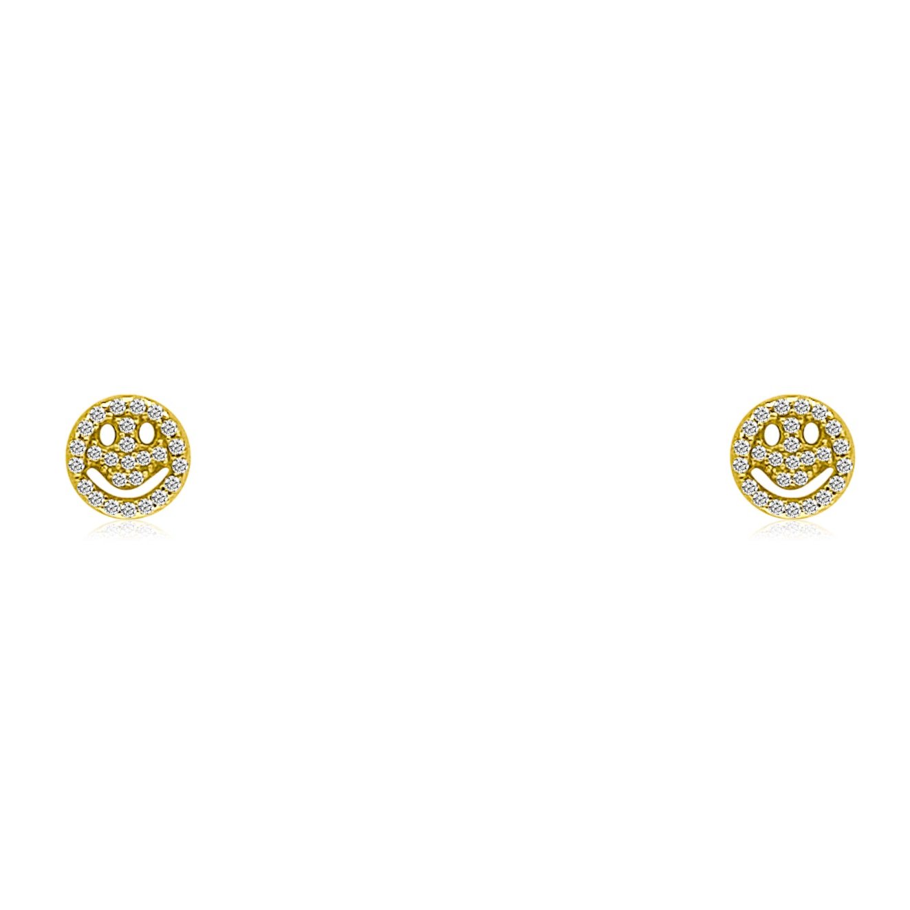 GOLD AND DIAMOND SMILEY FACE STUD