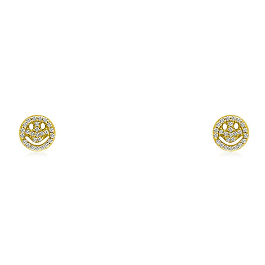 GOLD AND DIAMOND SMILEY FACE STUD