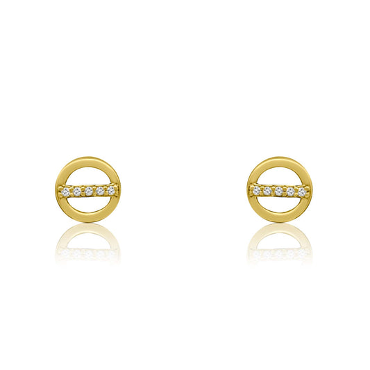 CIRCLE POST EARRING WITH DIAMOND LINE