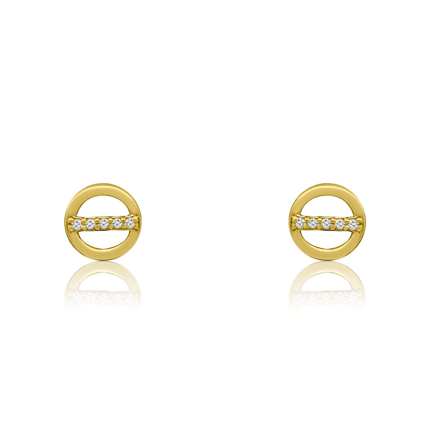 GOLD POST EARRING WITH DIAMOND BAR