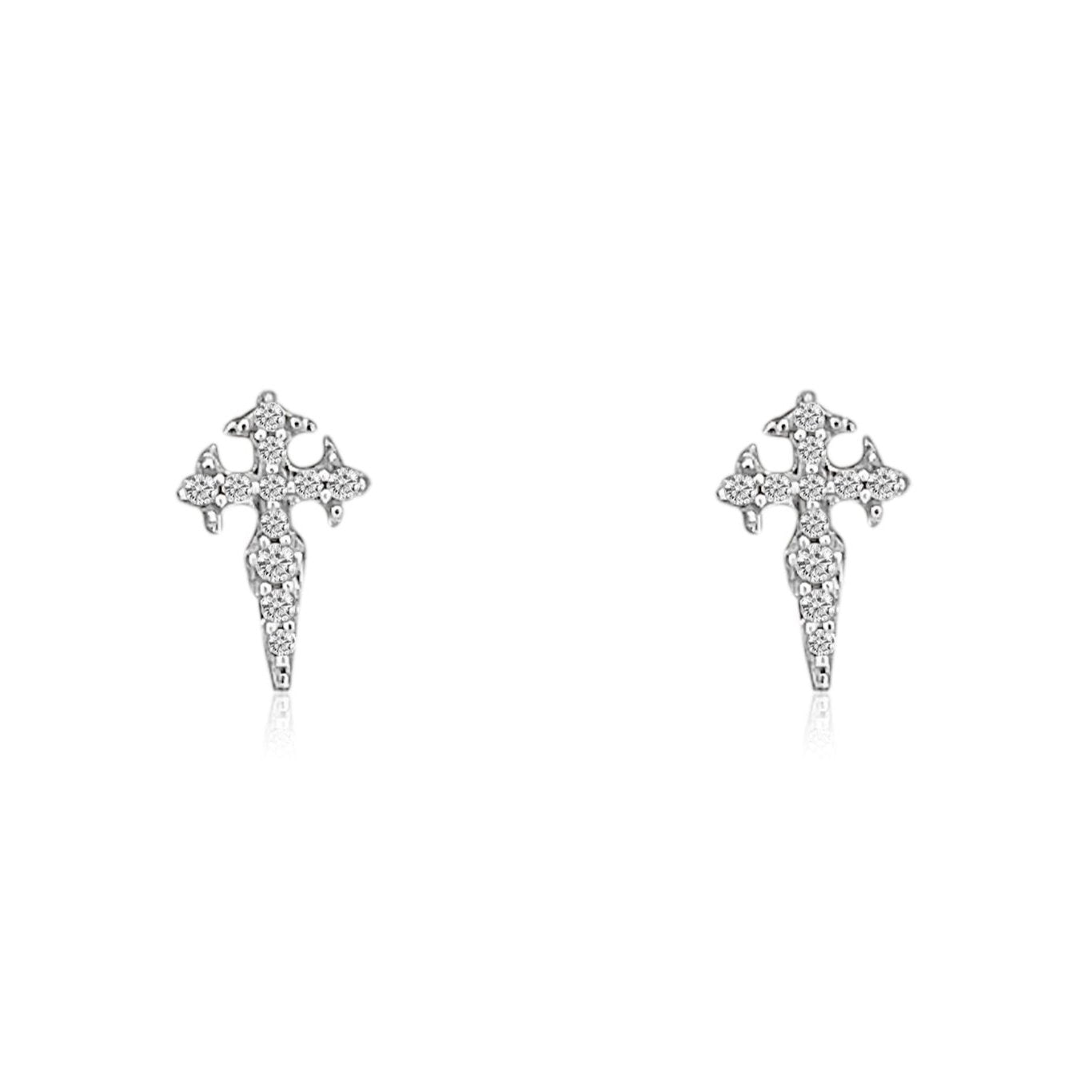 WHITE GOLD AND DIAMOND CROSS STUDS