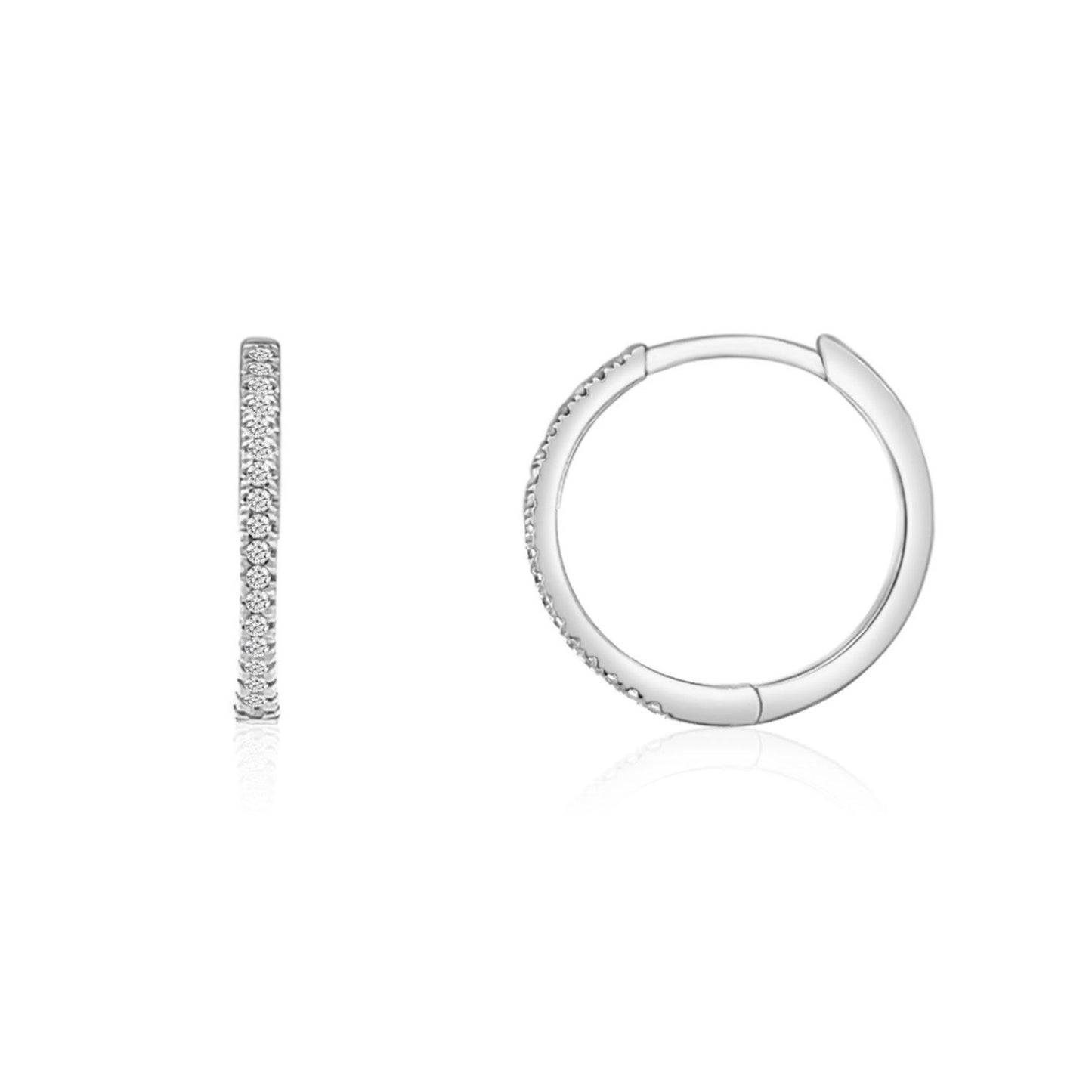 WHITE GOLD AND DIAMOND RIDGED HOOP