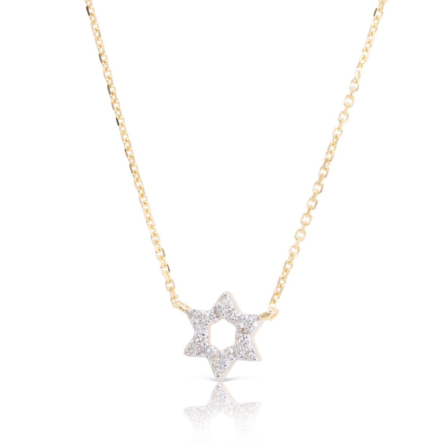 GOLD AND DIAMOND STAR OF DAVID NECKLACE