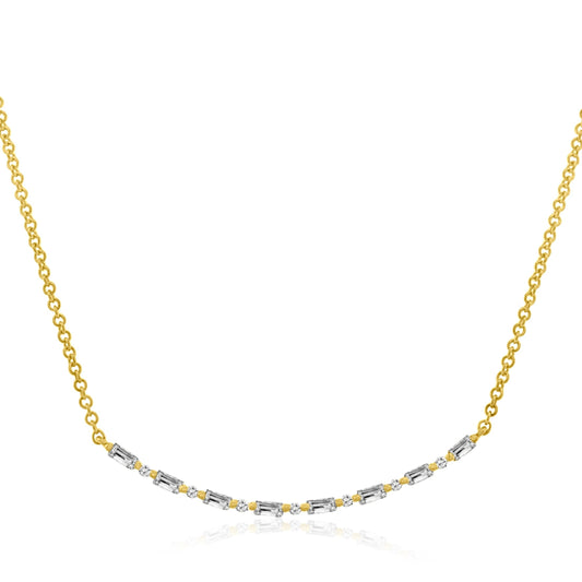 DIAMOND CURVED BAR NECKLACE