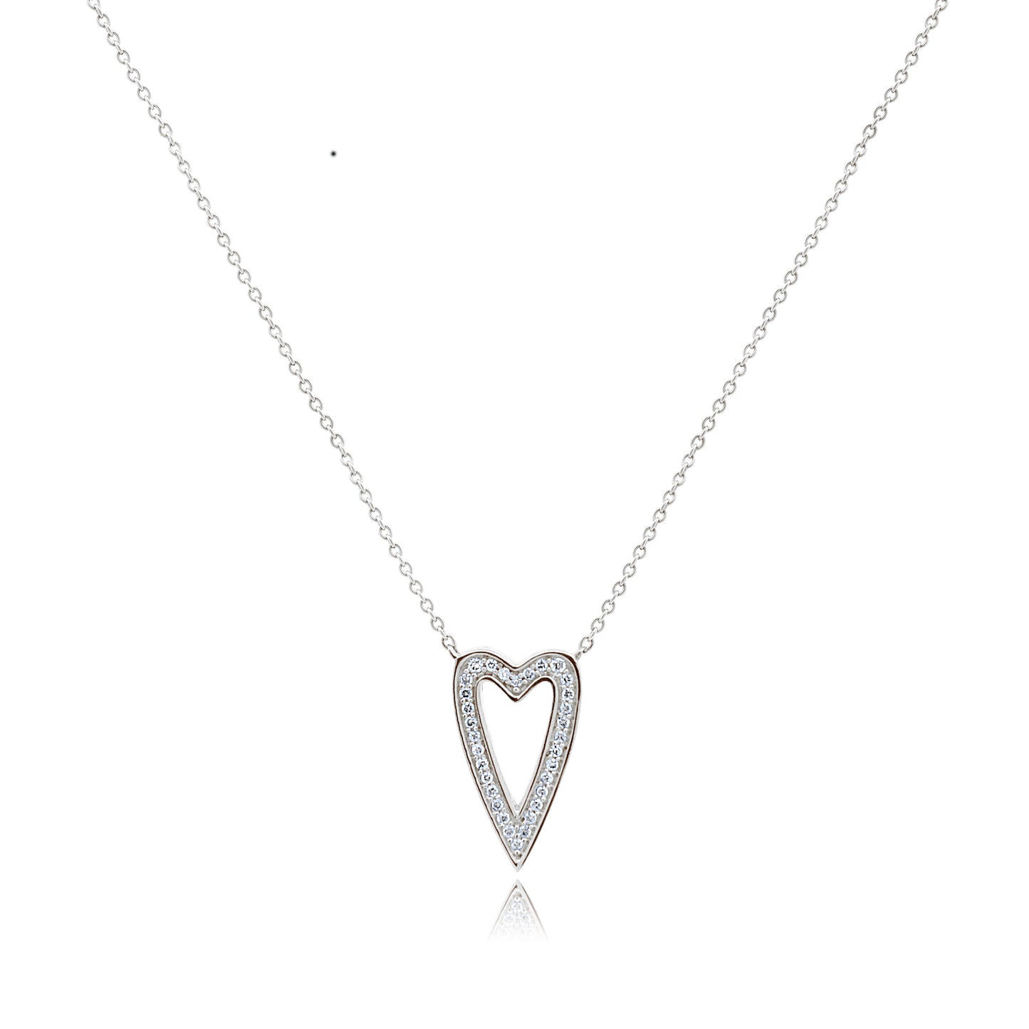 WHITE GOLD AND DIAMOND HEART NECKLACE