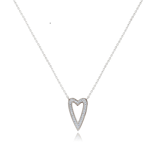 WHITE GOLD AND DIAMOND HEART NECKLACE