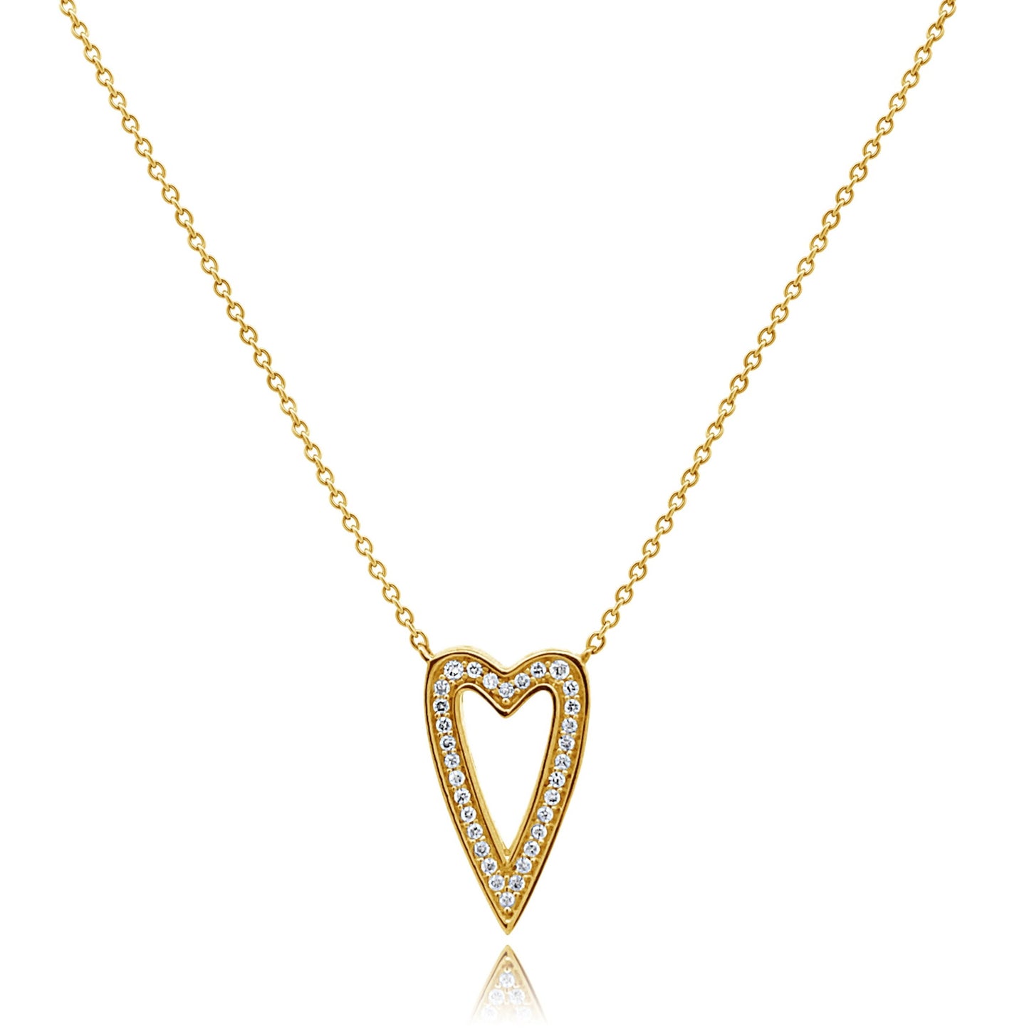 GOLD AND DIAMOND STRETCHED HEART NECKLACE