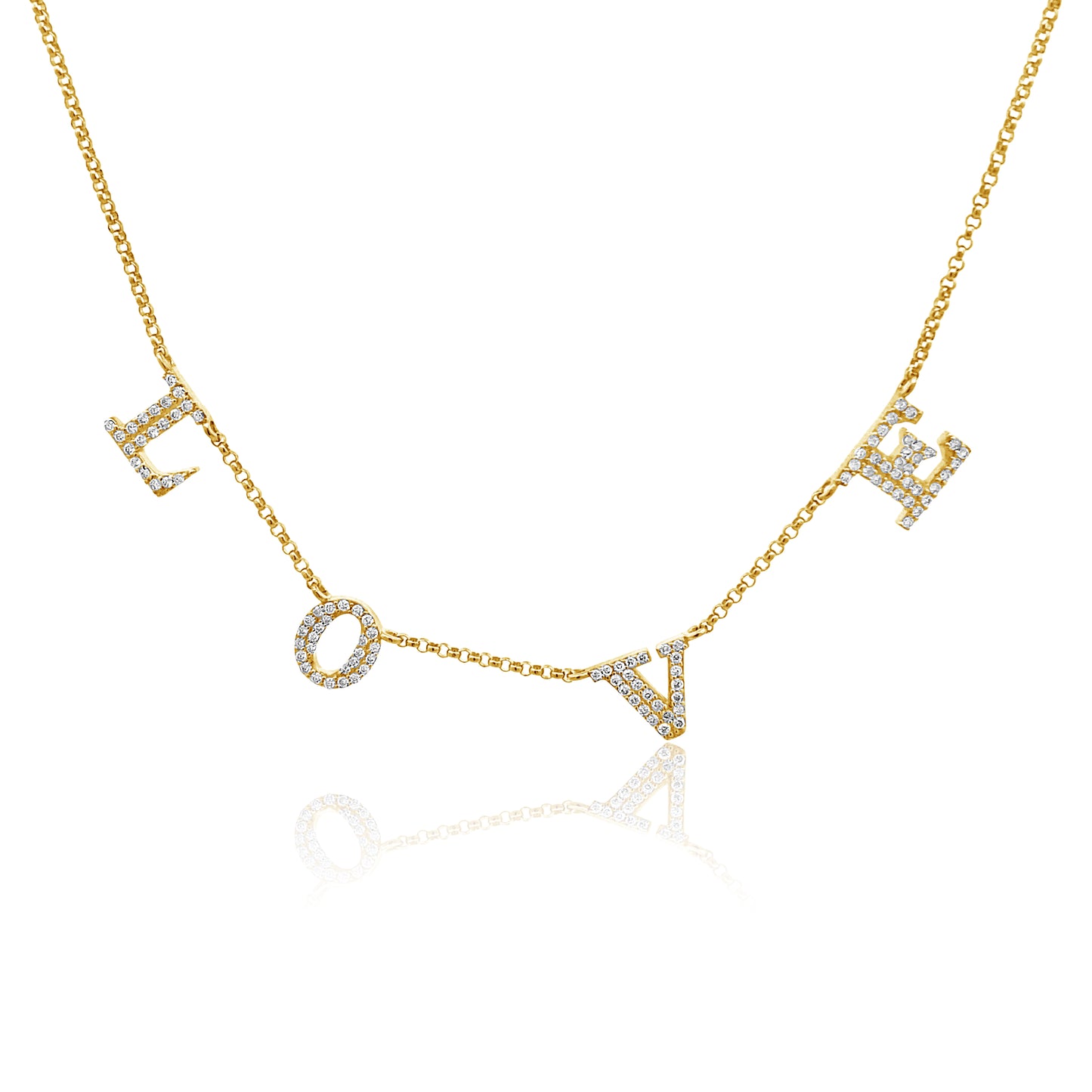 GOLD NECKLACE WITH DIAMOND "LOVE"