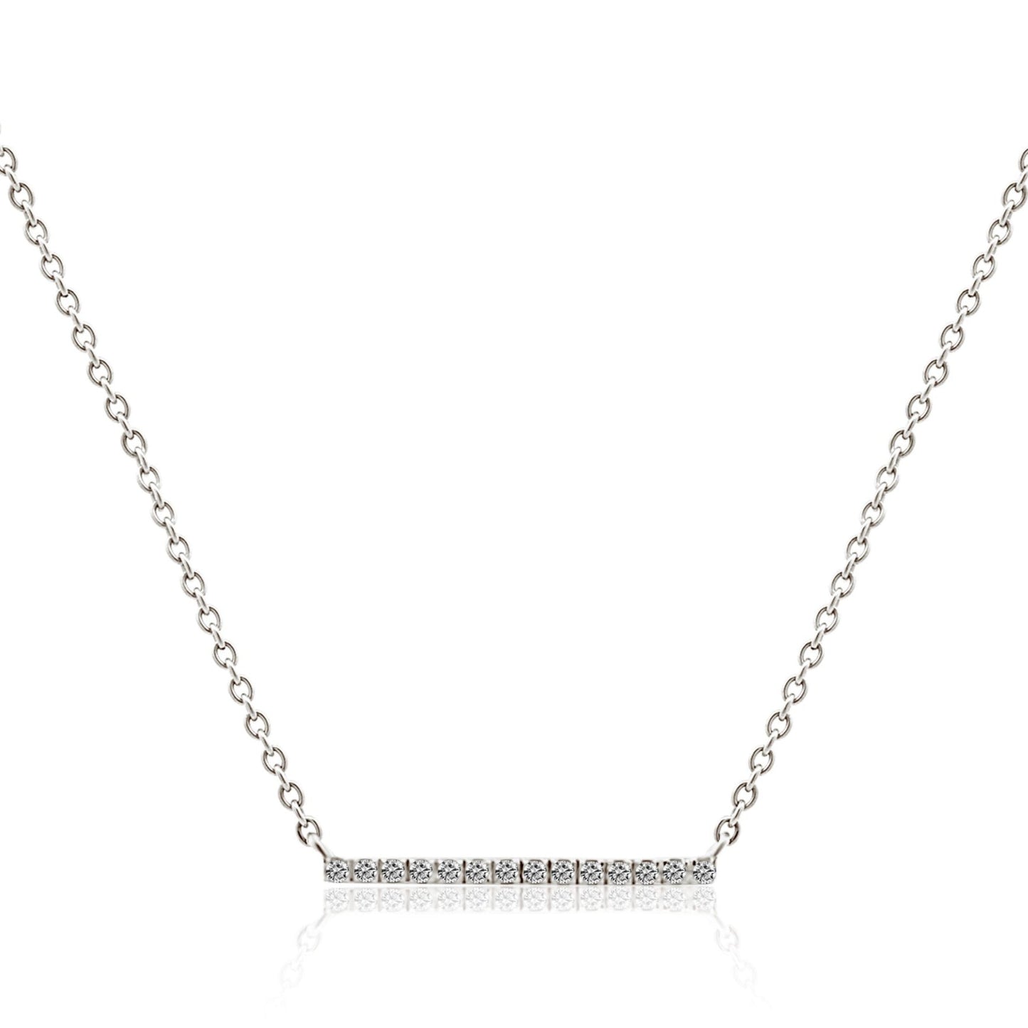 WHITE GOLD AND DIAMOND BAR NECKLACE