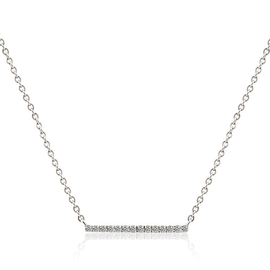 WHITE GOLD AND DIAMOND BAR NECKLACE